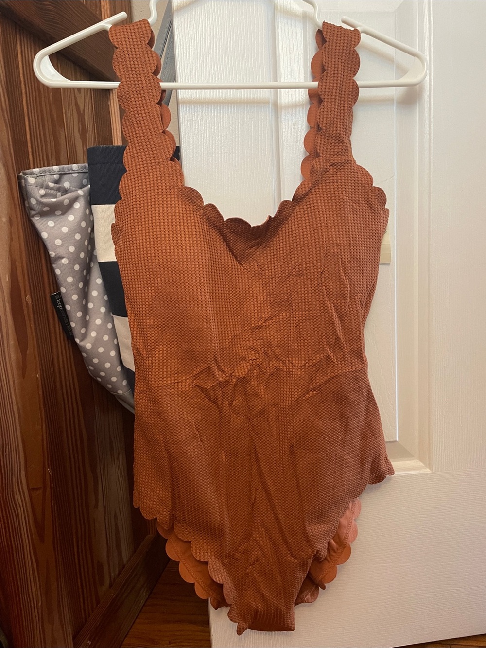 aerie Rust Scalloped One-Piece Swimsuit